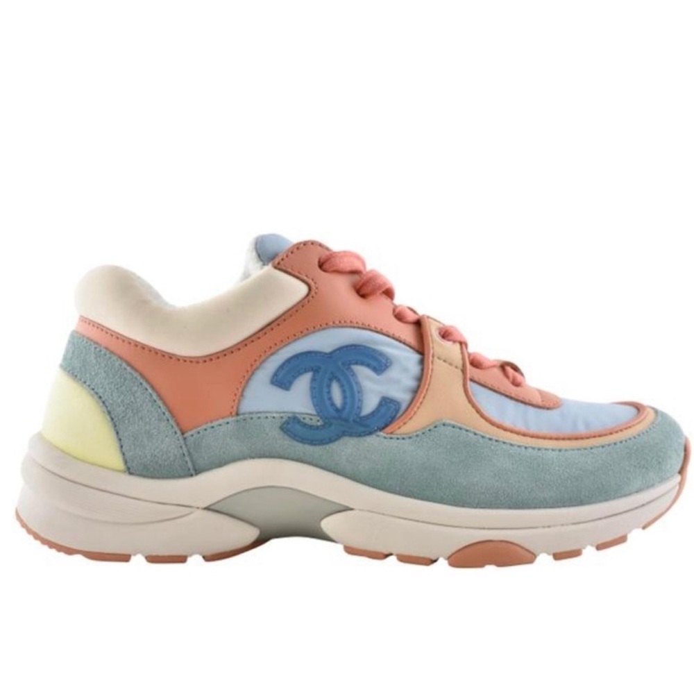 Chanel Trainer Sneaker Pink Blue Rainbow Multicolor EU 37 US 7